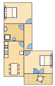 Grundriss der Ferienwohnungen - A4 - 1/2+2